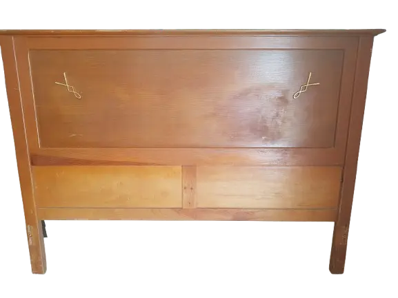 tête de lit ancienne en bois clair des années 70